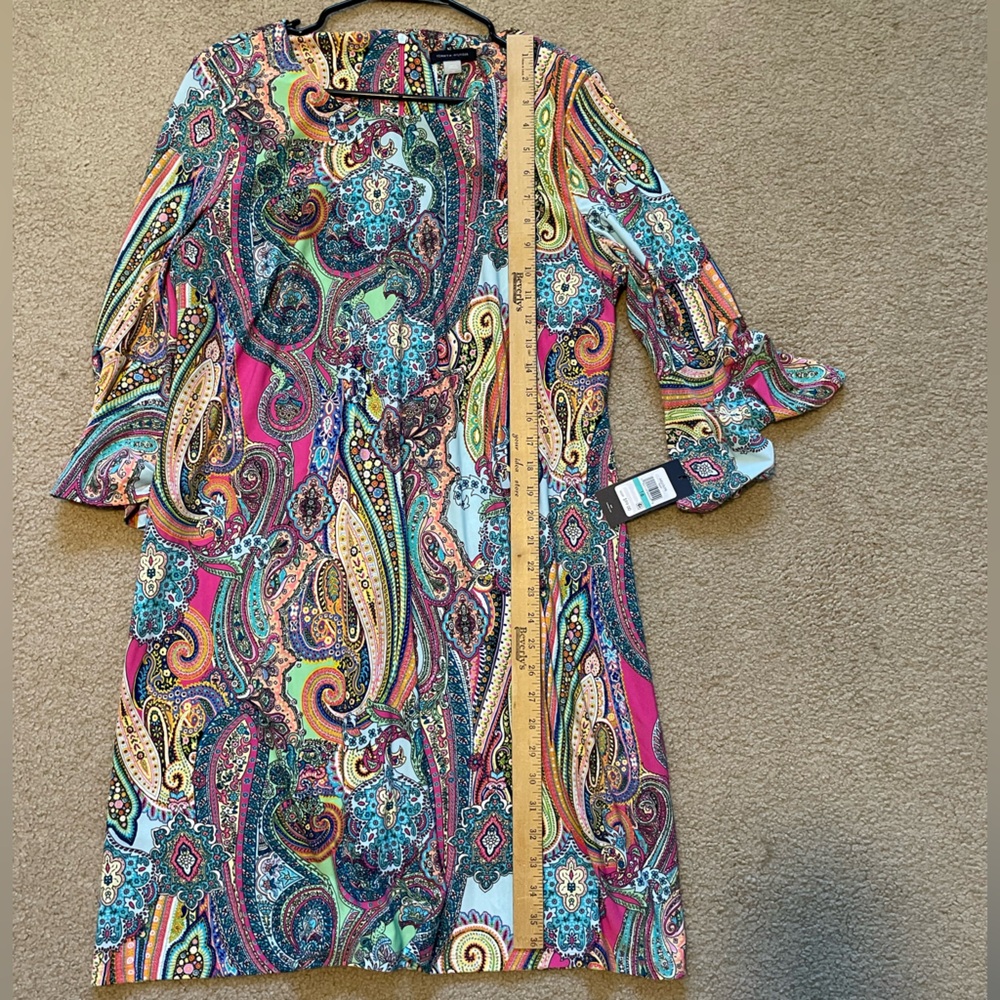 Tommy Hilfiger - paisley print, bell sleeve shift dress - Size 16 - Picture 9 of 12